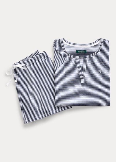 Conjunto Pijama Ralph Lauren Mujer Azul Marino Rayas - Striped Cotton-Blend - WJKTV3614